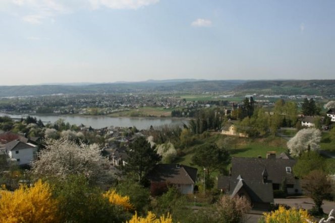 Panoramablick in die Eifel, den Rhein und die Burg im Ort. Fast alle Räume haben diesen Ausblick