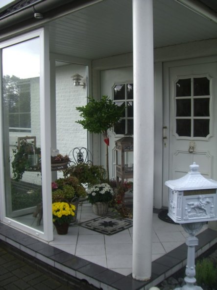 Hausfassade / Außenansichten 'Der Eingang mit Verglasung'